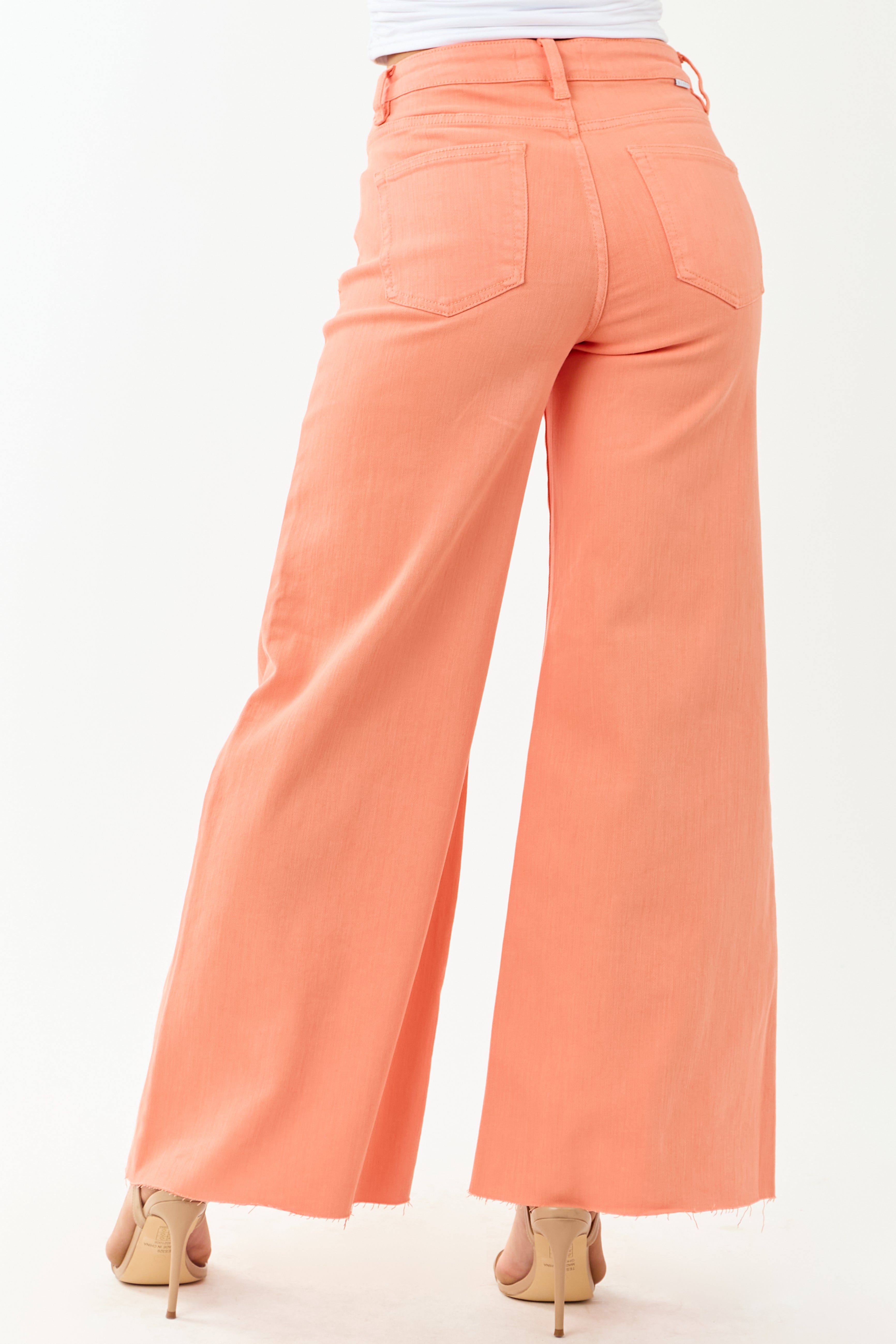 Risen Peach Tummy Control Stretchy Palazzo Jeans