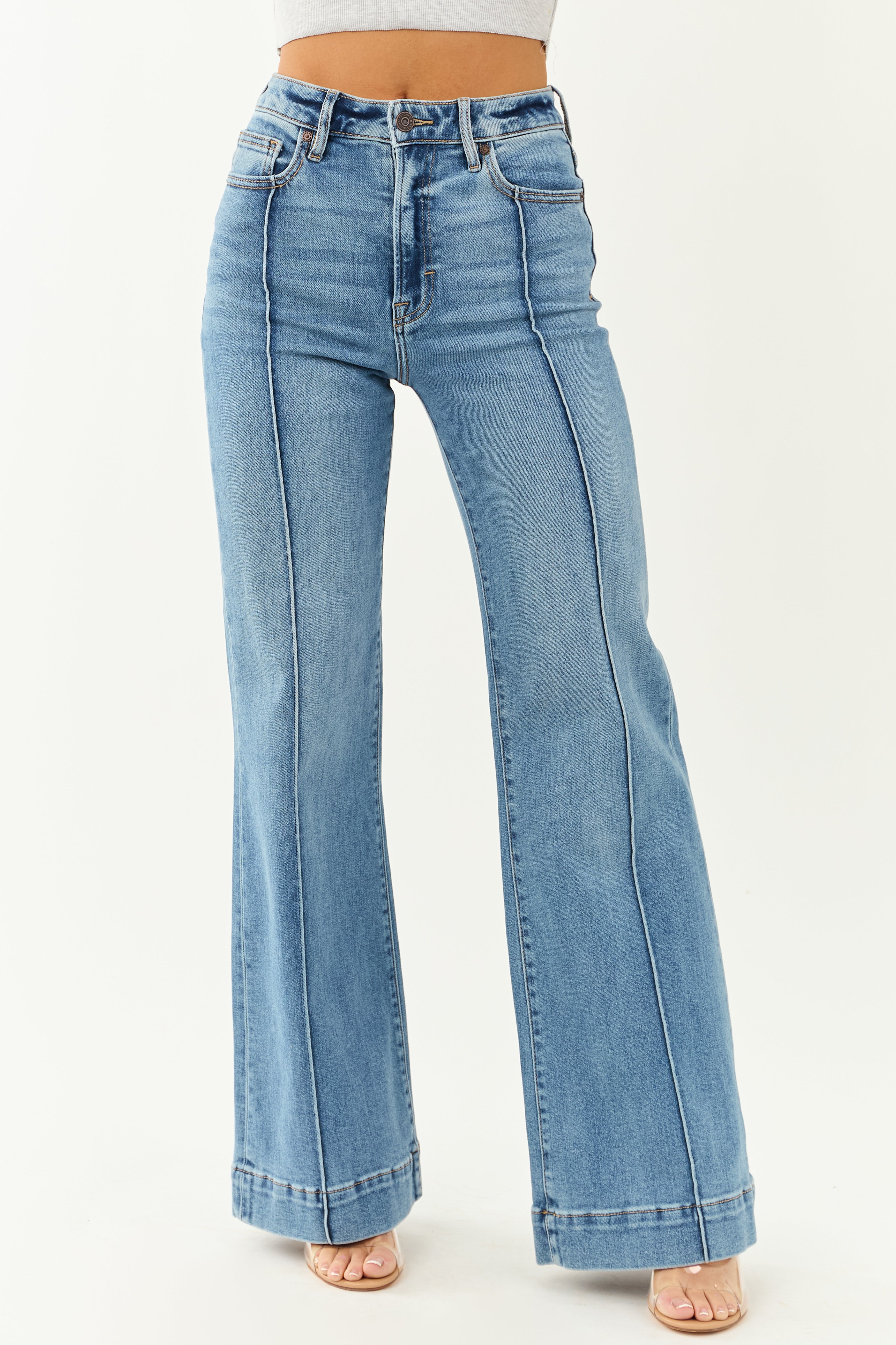 Hidden Medium Wash Bootcut High Rise Stretchy Jeans
