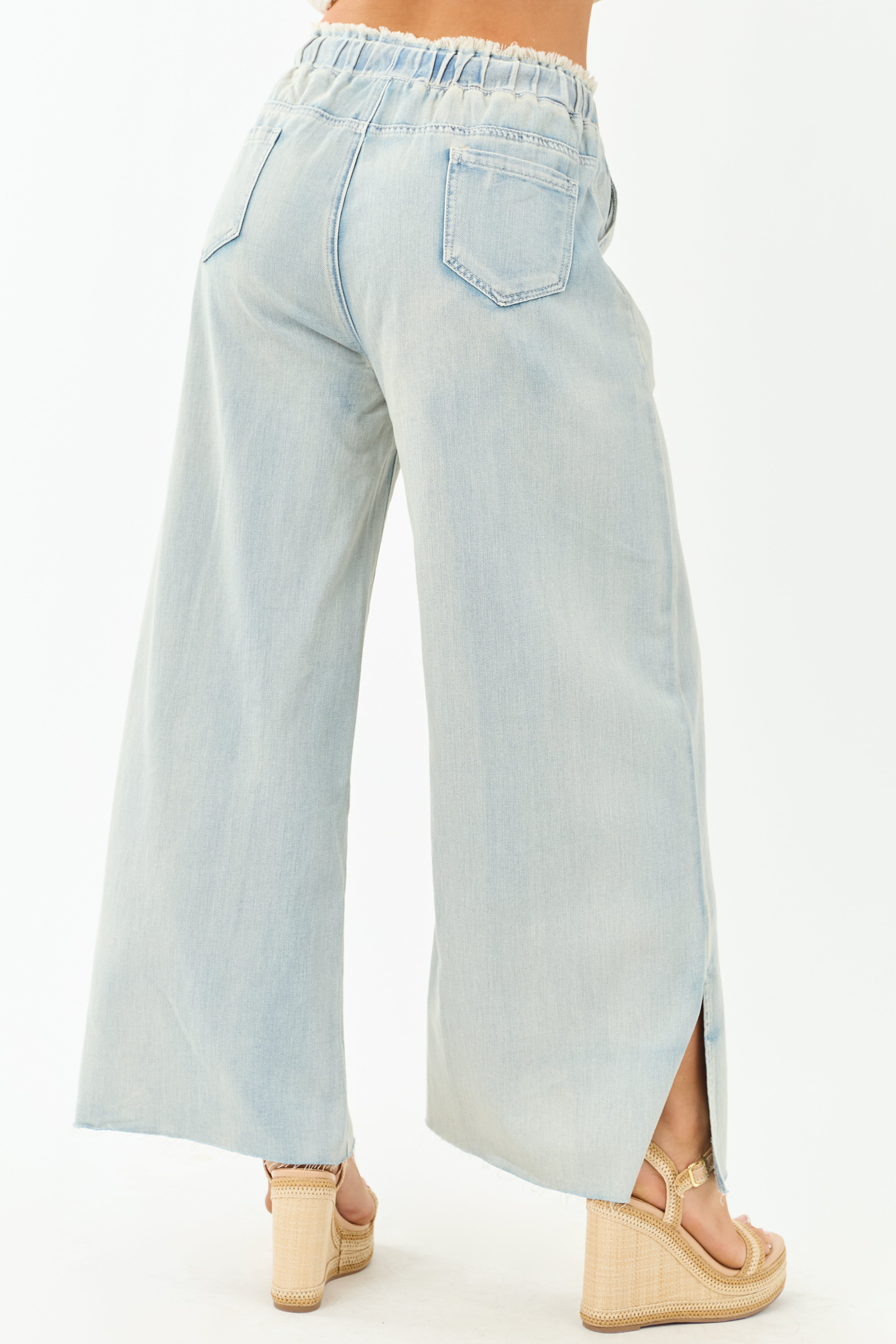 POL Light Wash Lightweight Denim Drawstring Pants