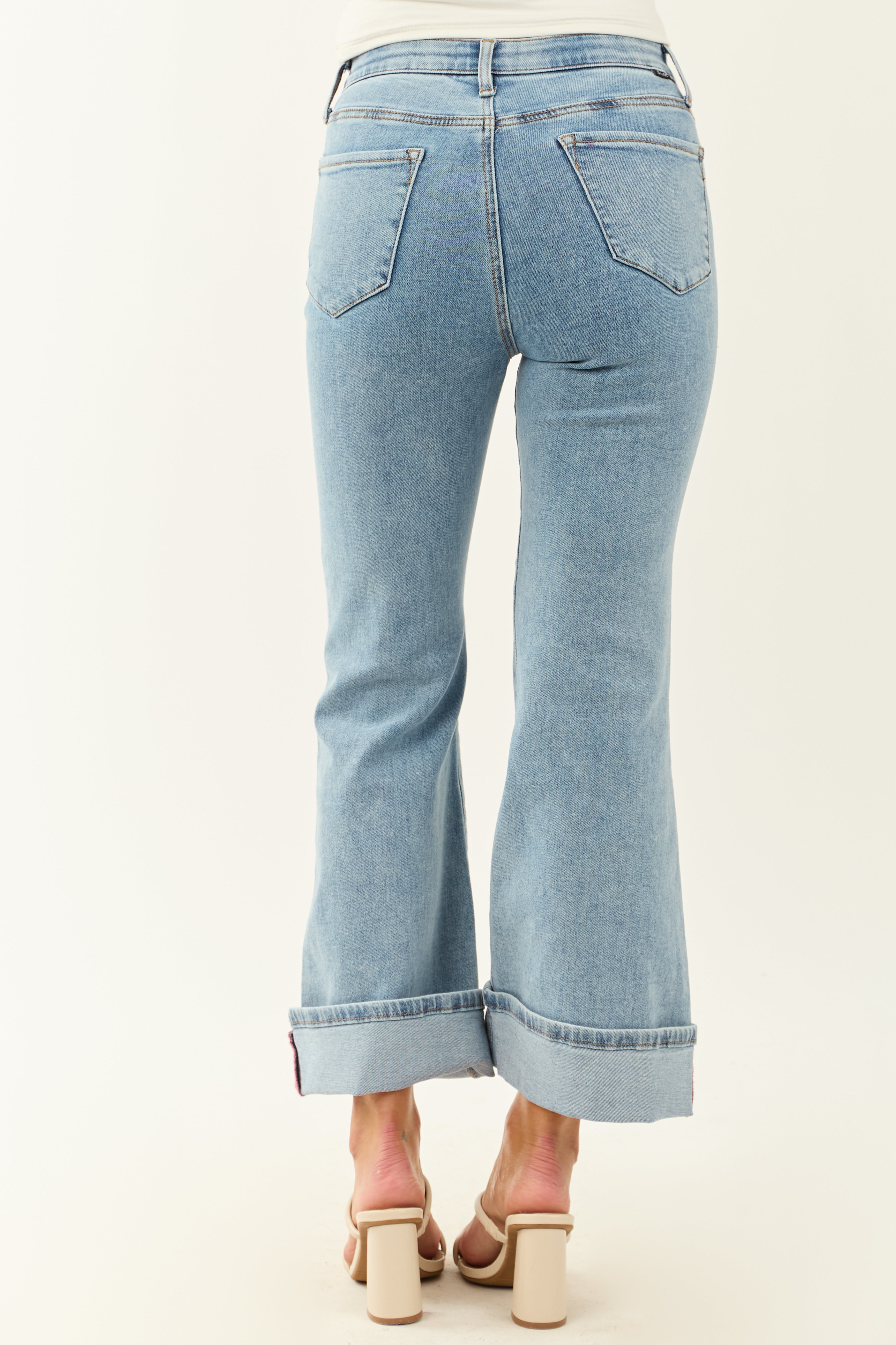 Saige Light Tummy Control Stretchy Flare Cuffed Jeans