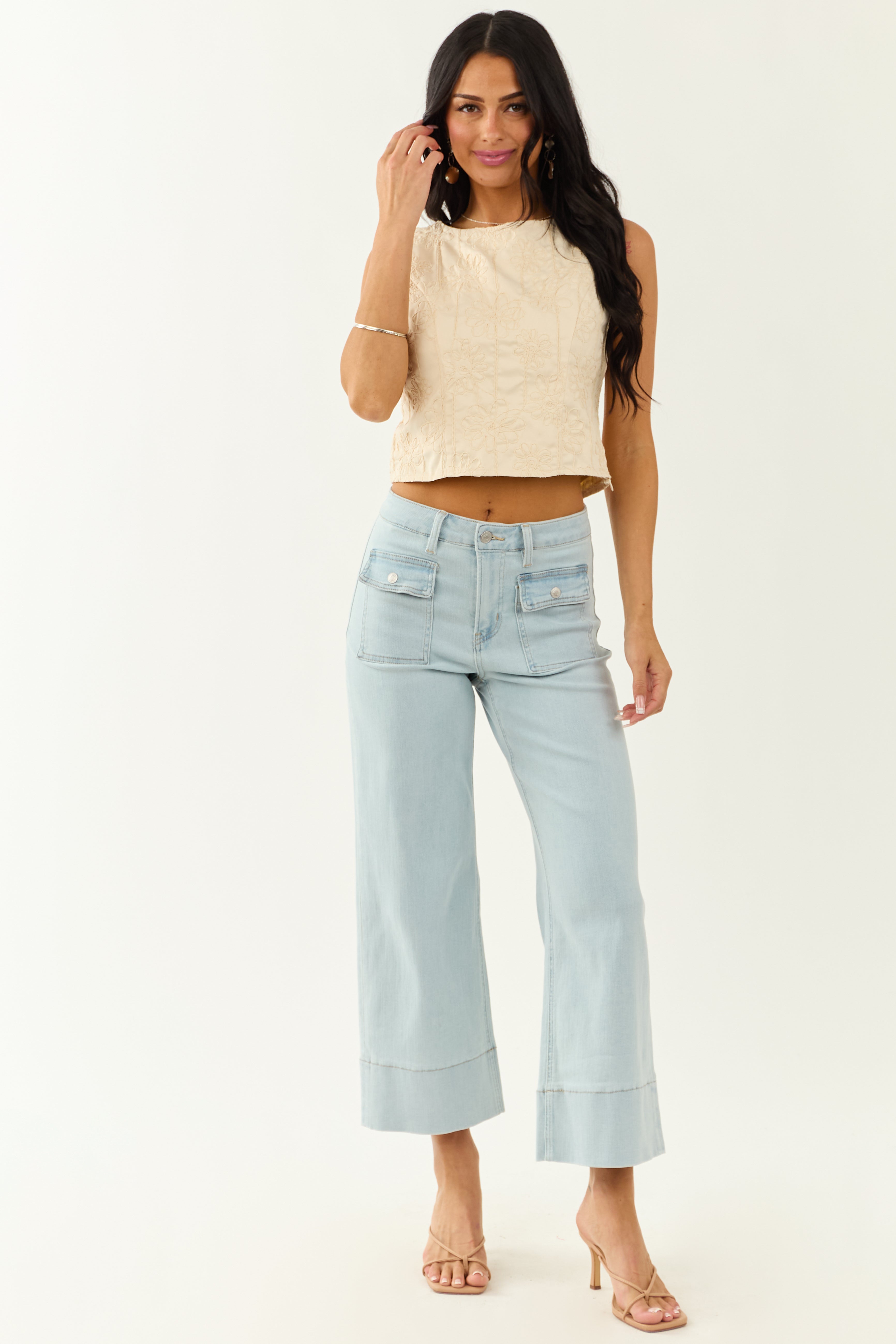 Mica Denim Light Wash Wide Leg Stretchy Jeans