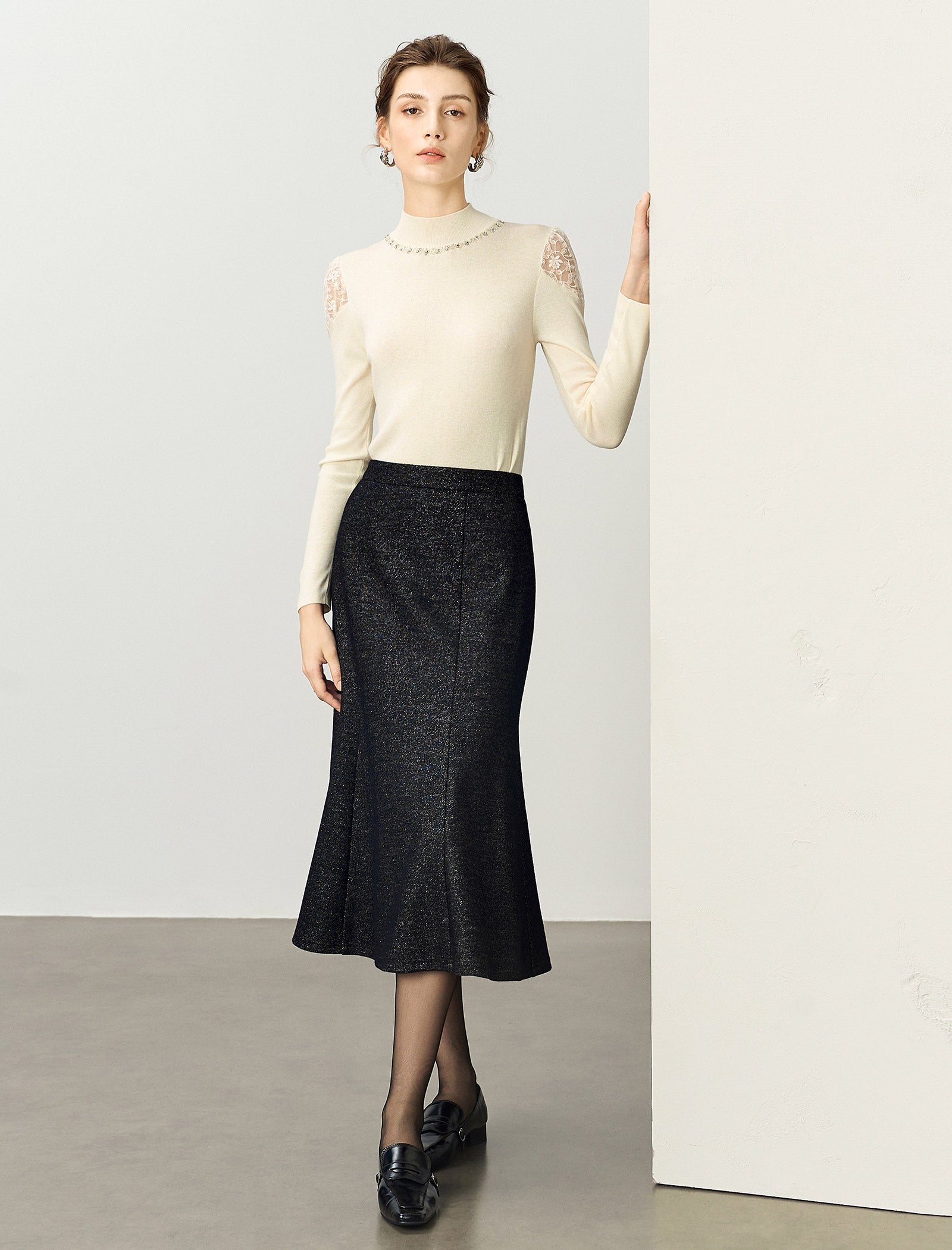 High Neck Slim Fit Base Knit Top