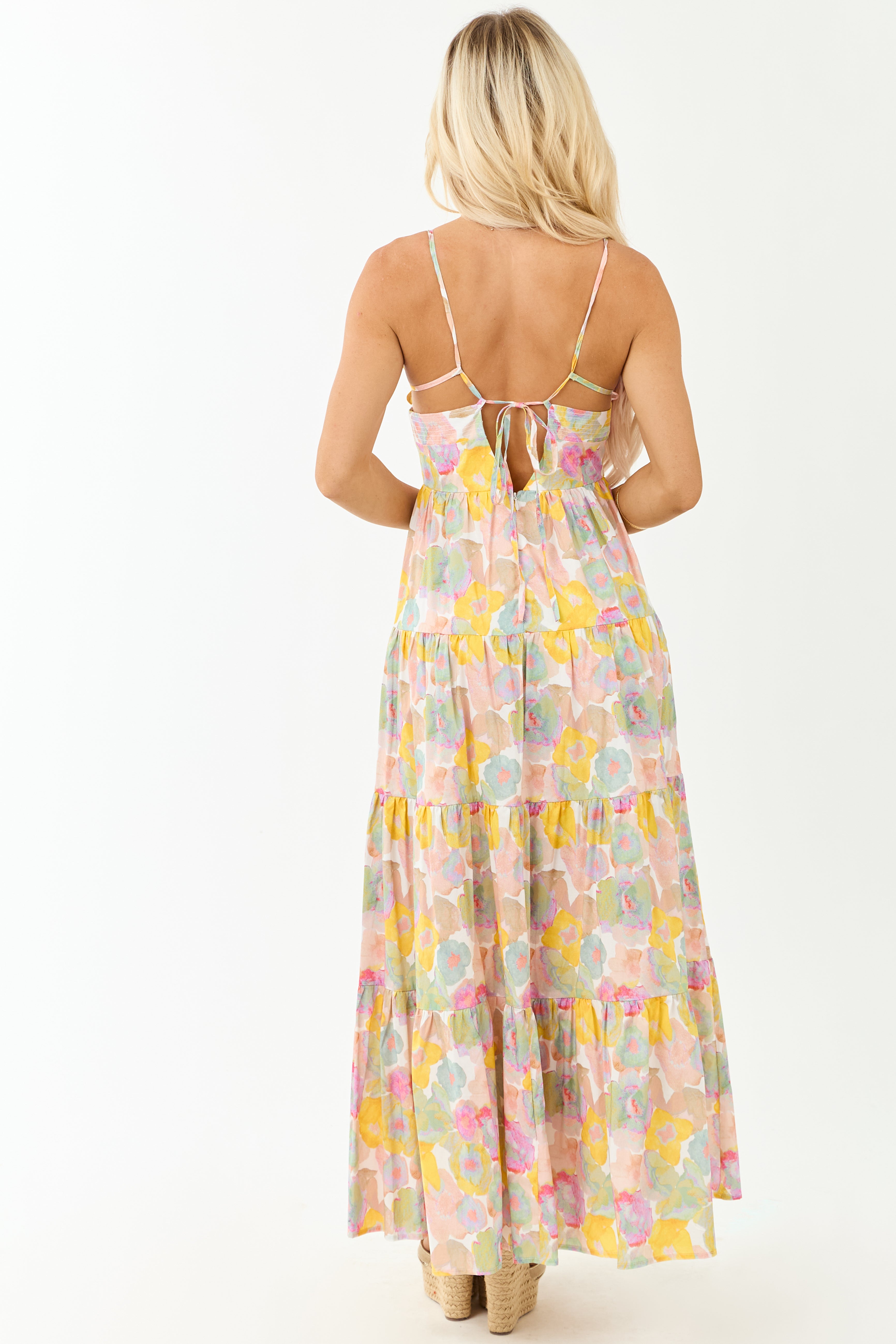 Blush Floral Print Sleeveless Cotton Maxi Dress